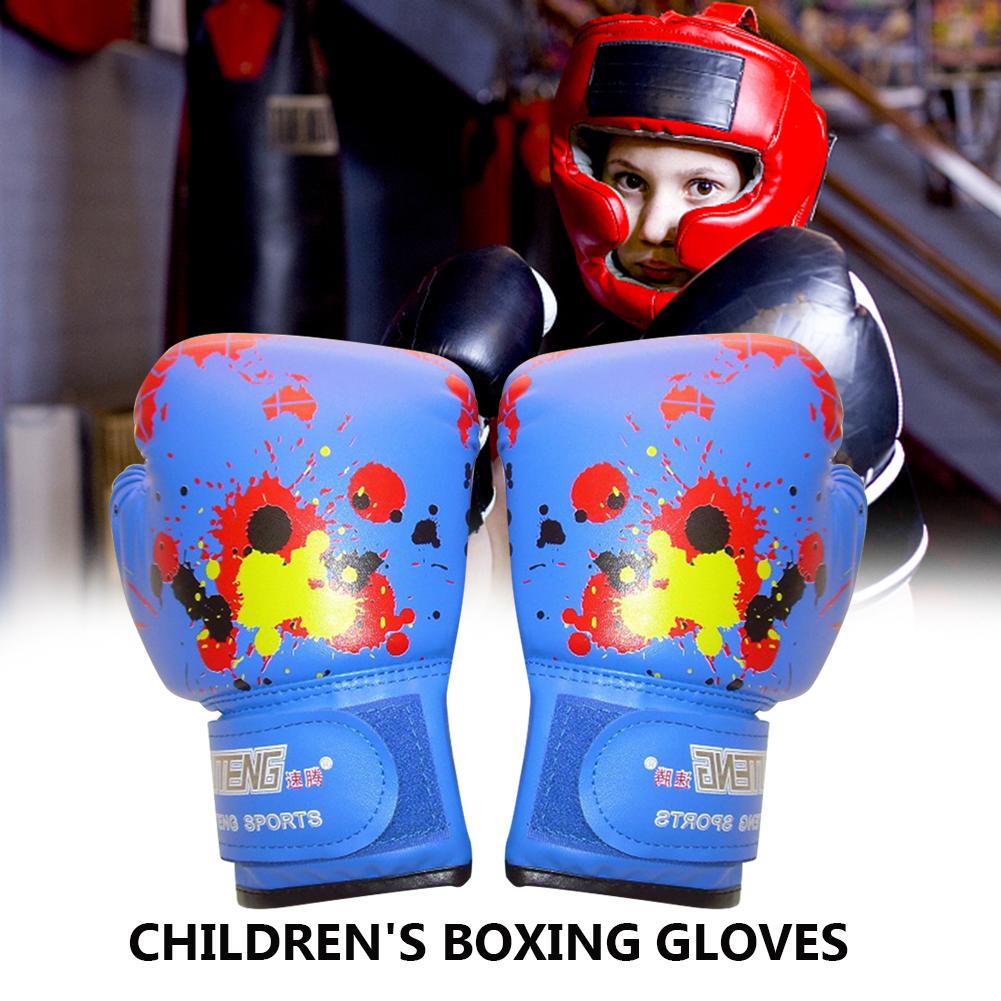 2 ks/sada Dětské boxerské rukavice PU kůže Houba rukavice Cvičení Cvičení Trénink bojových umění Boxerské rukavice pro Karate Muay Thai