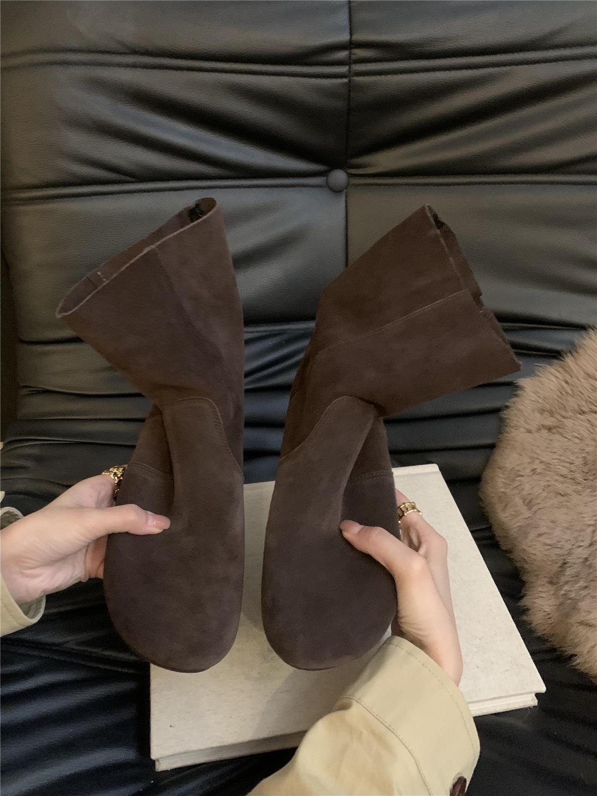 

Cowhide version~ Genuine leather frosted short boots women s 2025 autumn and winter new retro round head soft surface comfortable versatile Martin boo 40