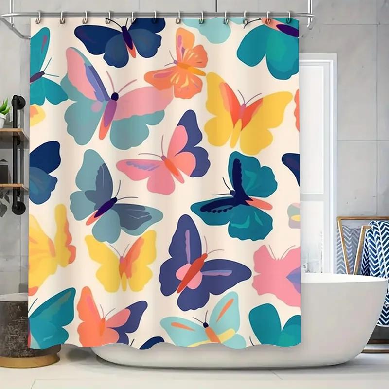 Vibrant Butterfly Shower Curtain Bath Decoration for Home Decorations