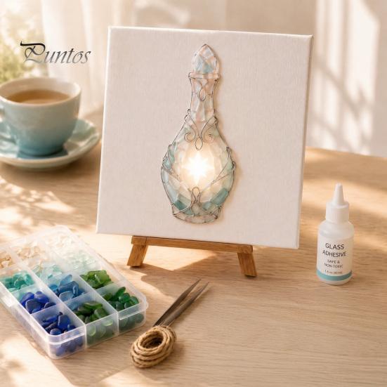 Sea Glass Art Project DIY Mosaic Kit, Fantasy Circular Door Tile Craft Indoor Crafting Projects Kit for Adults Beginners, Handmade Gift Desktop