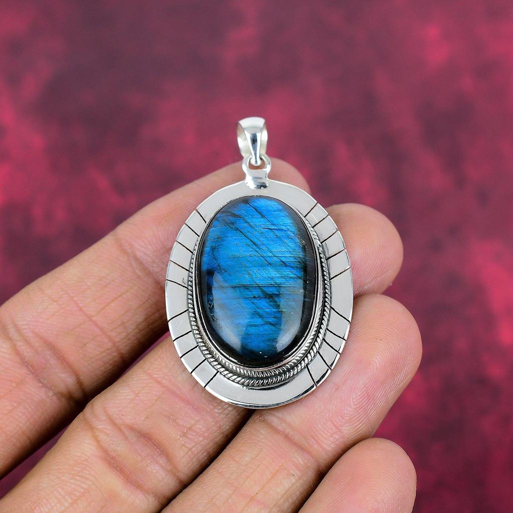 Labradorite Gemstone Jewelry, 925 Solid Sterling Silver Pendant For Her, Handmade Gorgeous Pendant For Love