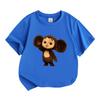 Cute Cheburashka Printed Kids Unisex Crew Neck Short Sleeve T Shirt, 100% Cotton Soft Casual Tees for Boys Breathable Lightweight Summer Basic Tops