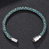 Vintage Men Women Green Leather Bracelet Charm Stainless Steel Buckle Bracelets & Bangles Jewelry Gift