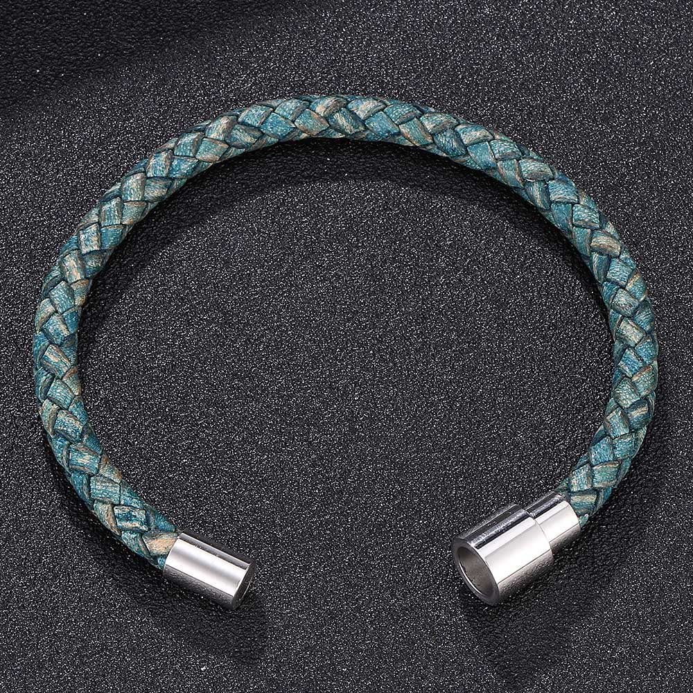 Vintage Men Women Green Leather Bracelet Charm Stainless Steel Buckle Bracelets & Bangles Jewelry Gift
