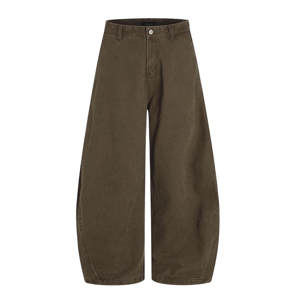 Yongfang Unisex Retro Workwear Jeans - Loose, Trendy Wide Leg Saber Pants