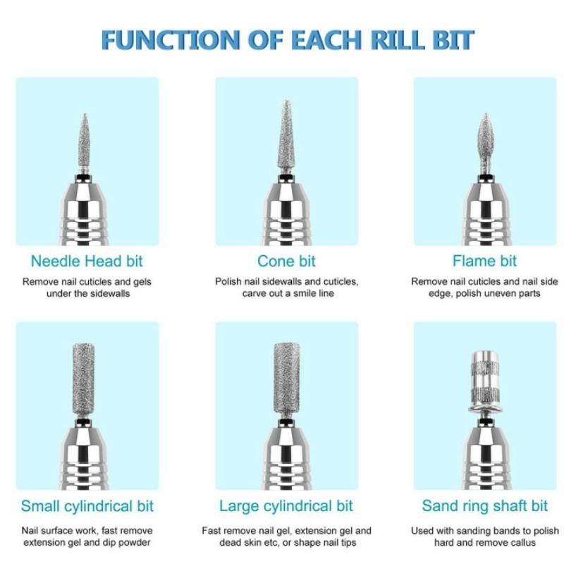 Mașină electrică portabilă de găurit pentru unghii, mașină de manichiură pentru șlefuitor de unghii cu gel acrilic, echipament reîncărcabil pentru arta unghiilor