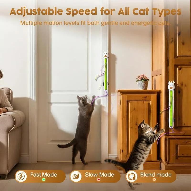 Smart Electric Cat Toy Boredom Buster Motion Flying Rope Teaser Wand Wall-mounted Toy Indoor Cat Entertainment Device