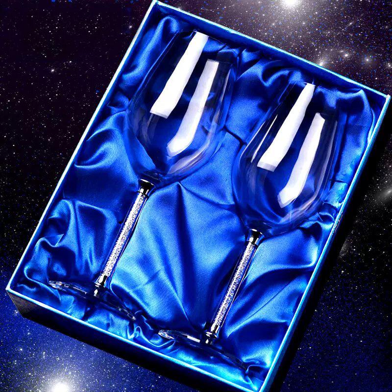 Personalized Crystal Diamond High-Stem Red Wine Glass Gift Set