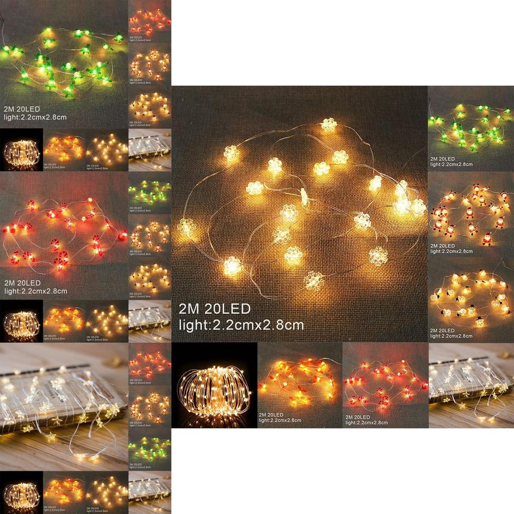 Festive 2m 20led Hanging Christmas Lights Snowflake And Candy Cane Design