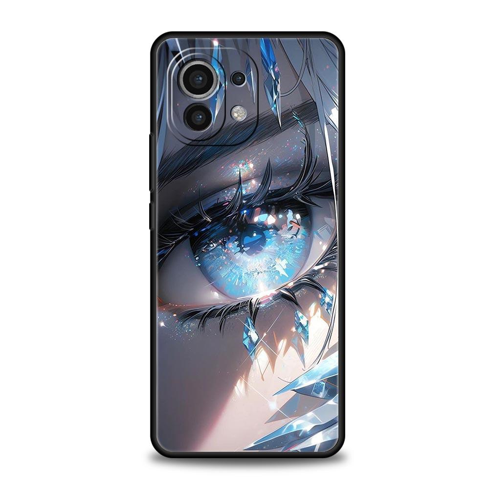 Cartoon Cute Eyes Art Phone Case For Xiaomi 14 13 12 11 Lite 13T 12T 11T Pro 9T Mi Poco X6 X5 M3 X3 Pro F5 F4 F3 5G Black Cover