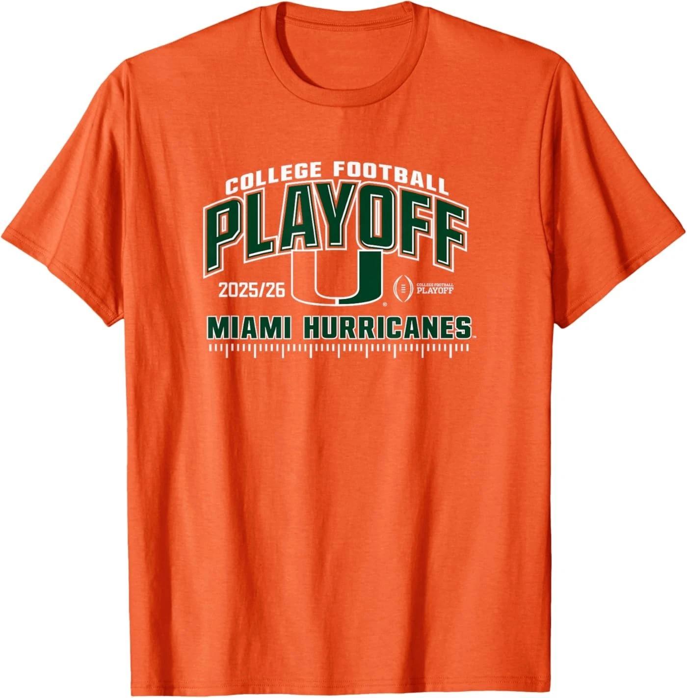 Miami Hurricanes College Football Playoff CFP 2025-26 Orange T-Shirt S