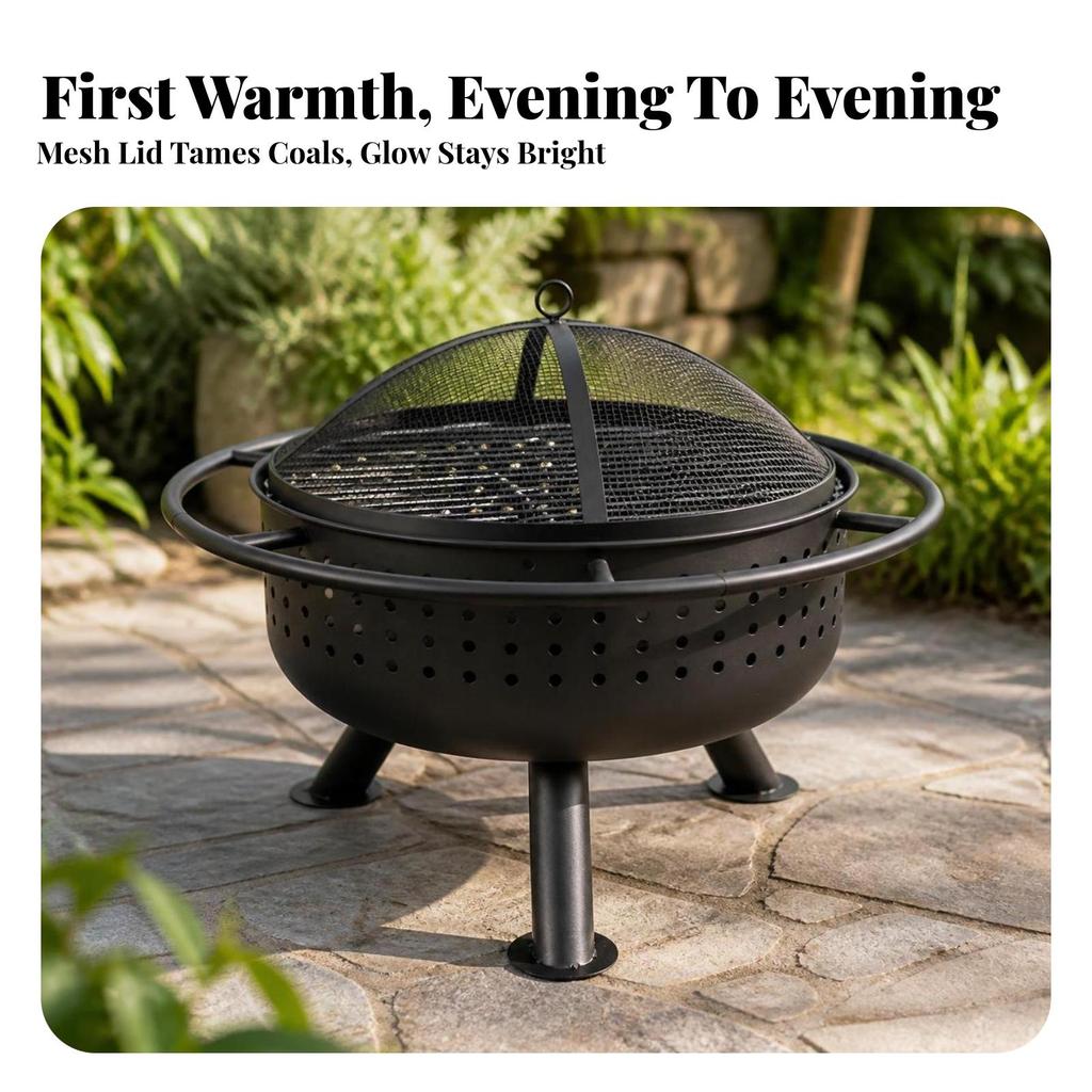 Outdoor Fire Bowl with Cooking Grate Long-Lasting Grill