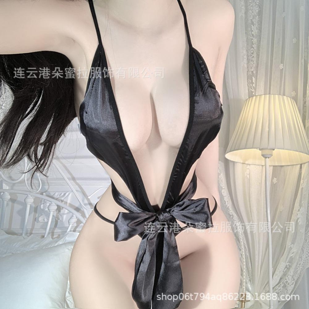 Domila Sexy Underwear Lace Temptation Transparent Hollow Sexy Onesie Women's Hot Open Uniform Suit