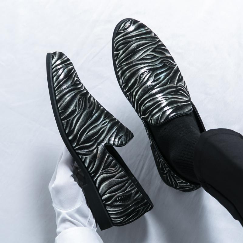 Fashion New Men's Stripe Pattern Loafers Hip Hop Rock Casual Shoes Male Wedding Dress Homecoming Footwear Zapatos Hombre