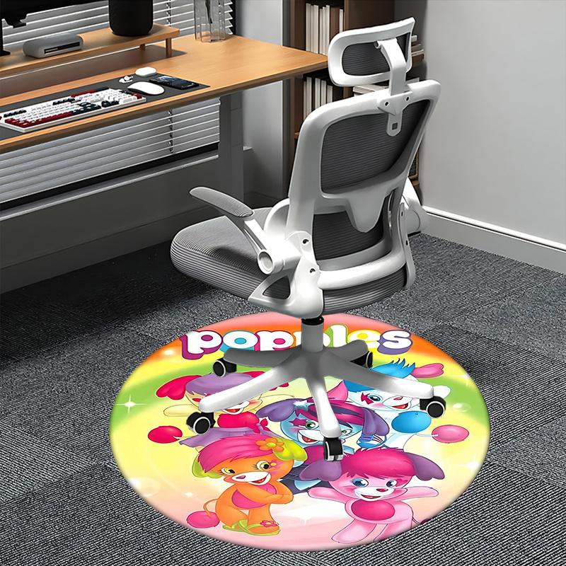 

Popples,Character Print Chair mat Round Rug-Office carpet, Machine Washable, Non-slip, Suitable for Living Rooms, Bedrooms, Entryways, and H 80cm by 80cm