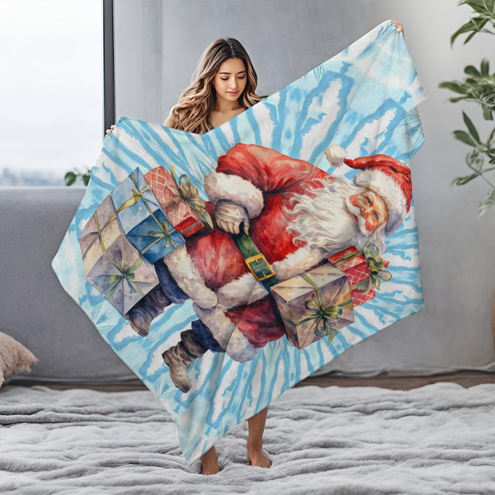 Tuniu Santa Claus Print Blanket for Sofa Bed Room Warm Cozy Christmas Gift Idea