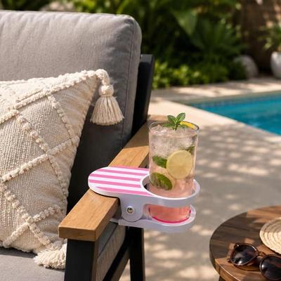 Portavasos con Clip Mainstays - Asegura tu Bebida en Cualquier Lugar, Portavasos para Silla de Playa con Pinza, Portavasos Portátil para Escritorio