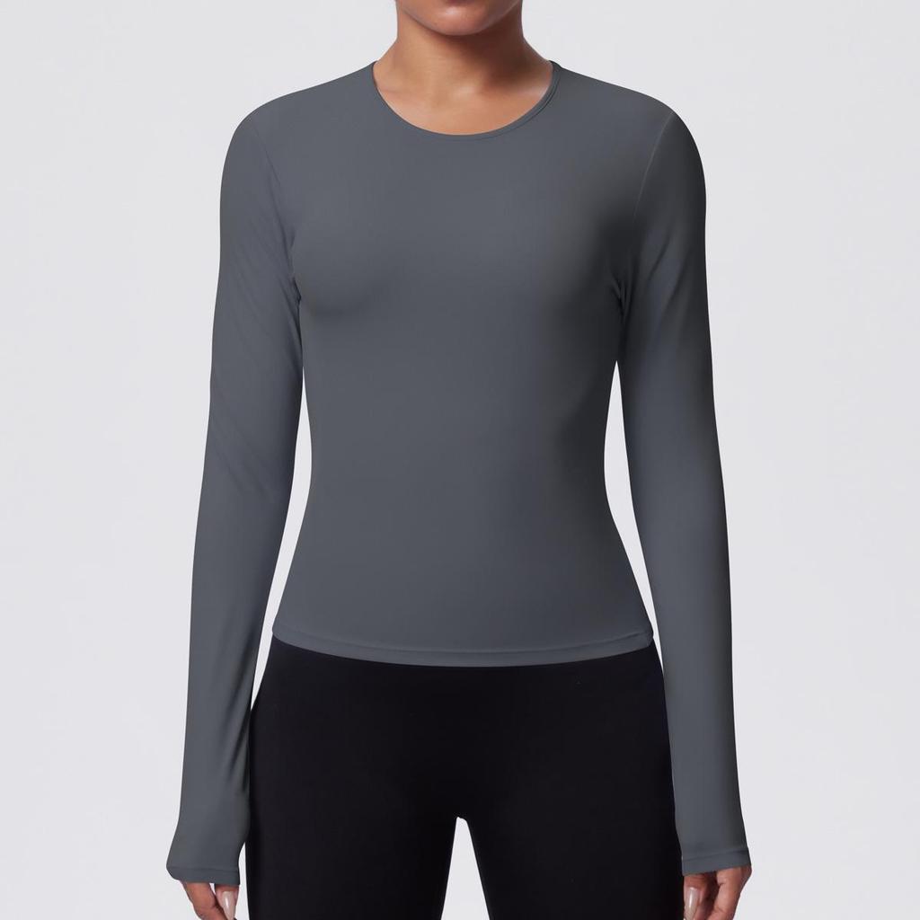 Women's Breathable Yoga and Running Top - Casual, Skin-friendly, Long Sleeve, Waist-cinching.