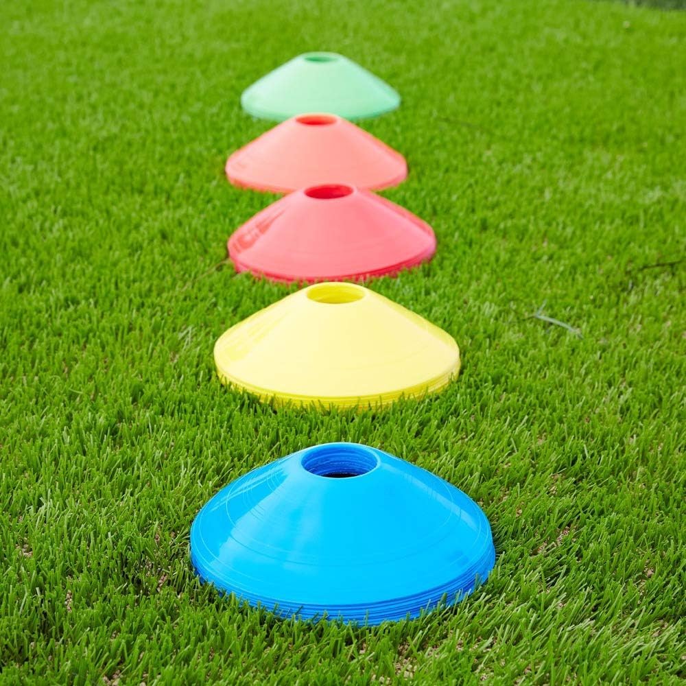 BiAnYC 100 marker soccer color cone soccer dribbling practice training futsal ball team club track and athletic sports 5 colors of each storage bag