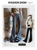 Women's Gray Low-Waist Flare Pants - 2025 Spring Drawstring Casual Slimming Straight Leg Trousers