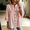 TIFICY Camicette e camicie con scollo a O, maniche a 3/4, stampa tinta unita, moda casual, primavera estate