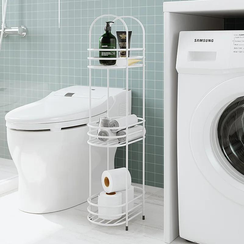 Nordic Multi-layer Bathroom Rack Floor Metal Unfading Golden Storage Rack Wrought Iron Waterproof Storage Shelf 30*20*90cm