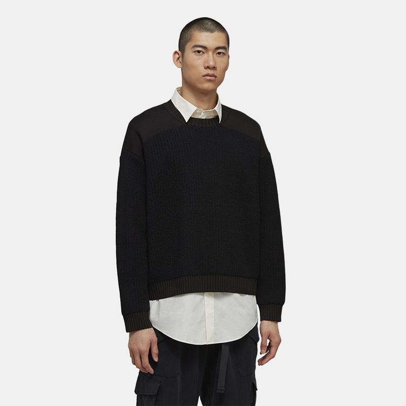 Y-3 Utility Crew Autumn Winter Knit Sweater Men Sweater Black 39-H63084