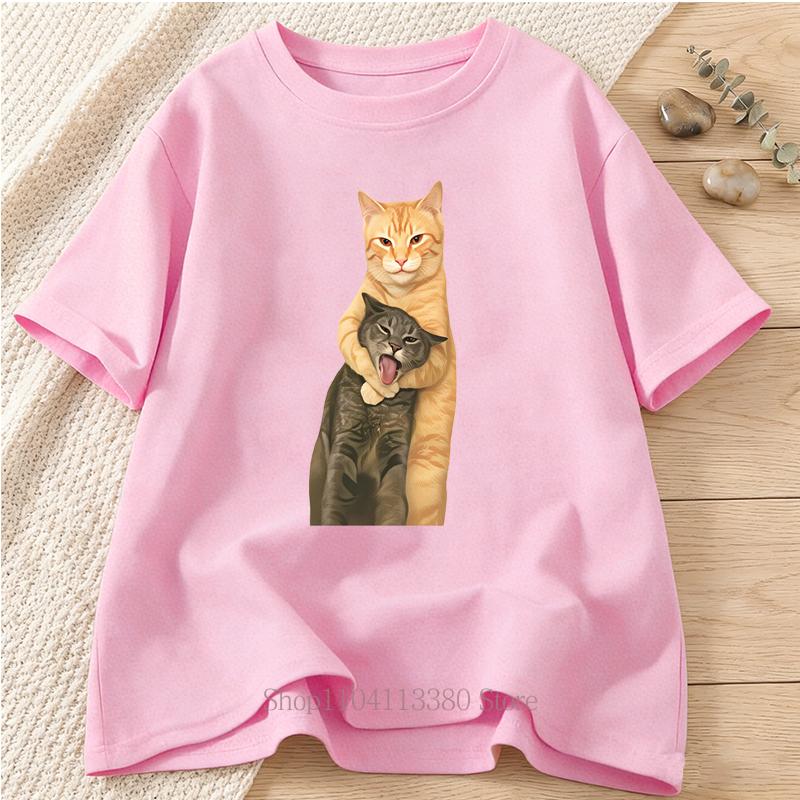 Cute Cats Graphic Print Tshirts for Women Summer Casual Fashion Harajuku Loose Tops Crew Neck Short Sleeve Tshirts Unisex