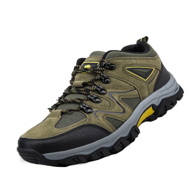 Cowhide Men Hiking Shoes Climbing Mens Sport Shoes Men Outdoor Trainers Non-slip Men Trekking Shoes Fashion Lace Up Sneakers