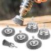 6 Pcs Set Carbon Steel Wire Brush Set 1/4 Inch Hex Shank for Surface Cleaning