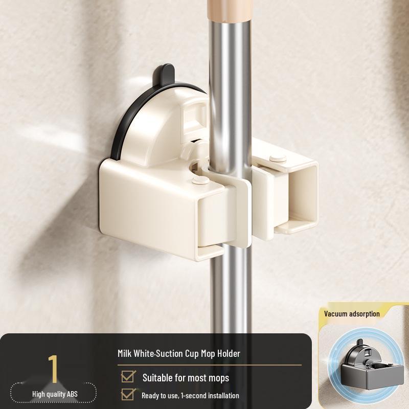 No-Drill Suction Mop & Broom Holder Wall Mount