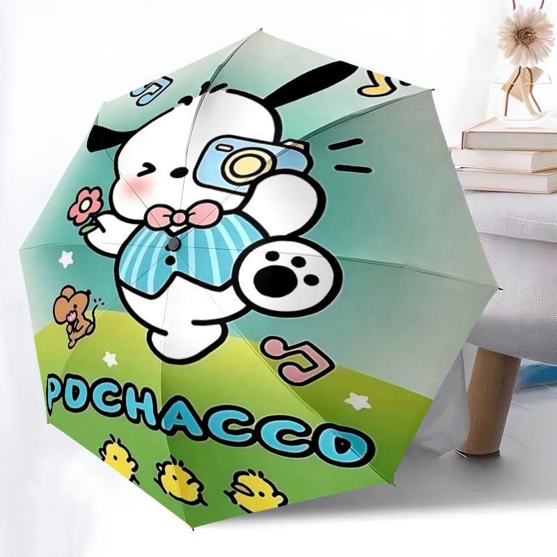 1pc Pochacco Automatic Folding Umbrella - Portable 3-Fold Design with 8-Bone Iron Frame, Perfect for Outdoor Use, Festive Gifts, Travel, Daily Use, Su