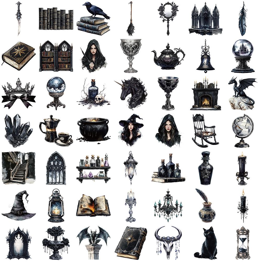 10/30/50pcs Transparent Dark Magic Witch Stickers Gothic Graffiti Phone Case Motorcycle Waterproof Cool Cartoon Decals Toy
