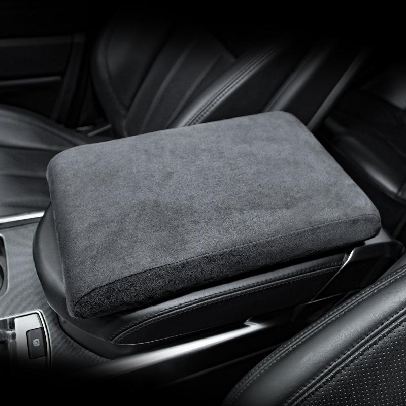 Suede Plush Car Armrest Box Cushion Heightening General Memory Foam Auto Armrest Cover Pad Hand Support Interior Accessories
