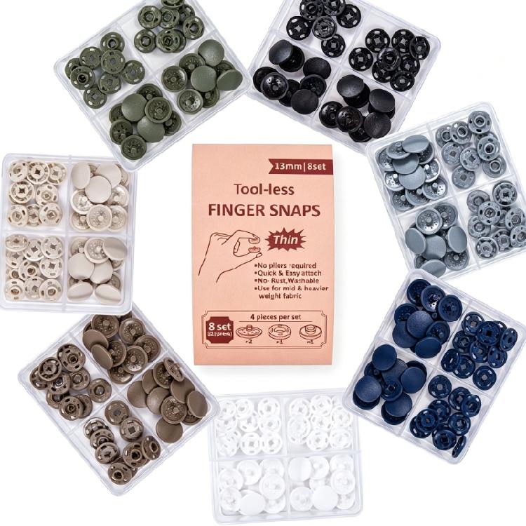 Open-and-Close Fabric Connectors, Four-Part ABS Plastic Garment Fasteners Clasps with Integrated Prongs for Alterations and Repairs