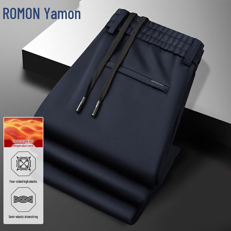 ROMON Men s Business Casual Straight-Leg Stretch Trousers L