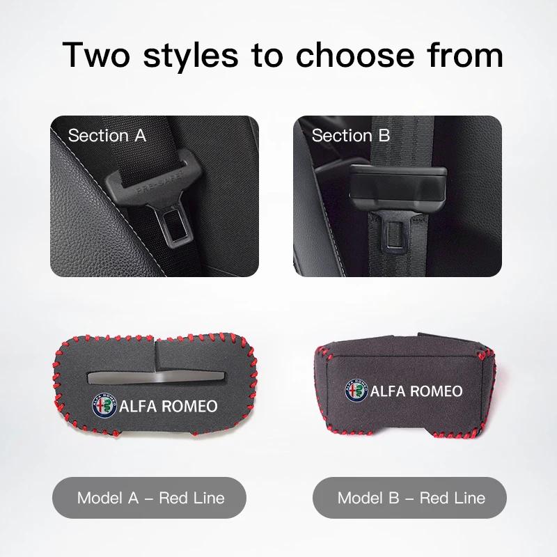Car Stickers For Alfa Romeo Car Seat Belt Buckle Suede Wear Resistant Protector Cover For Alfa Romeo 4C 159 166 Spider Giulia Gi