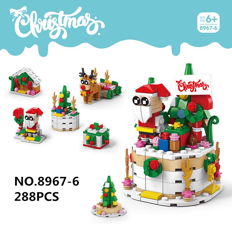 6-in-1 Weihnachts-Serie Bausteine Set Kreatives Winterdorf Haus Elch Zug Picknickwagen DIY Steine Spielzeug für Kinder Weihnachtsgeschenk