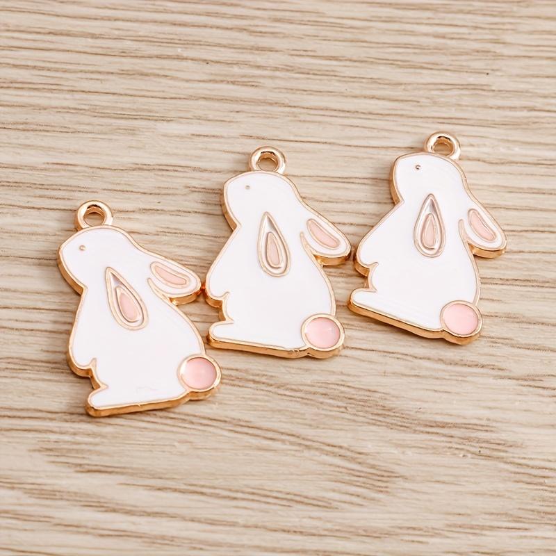 10pcs Enamel Rabbit Charms for Jewelry Making Alloy DIY Charms Pendants Necklaces Earrings Accessories Easter Handmade Crafting