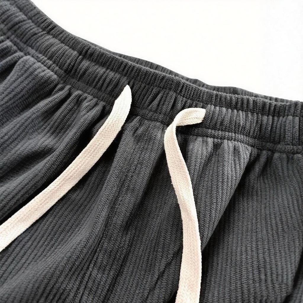 Men's Chenille Corduroy Loose Straight-Leg Pants - Comfortable, Versatile Sweatpants for College Students.