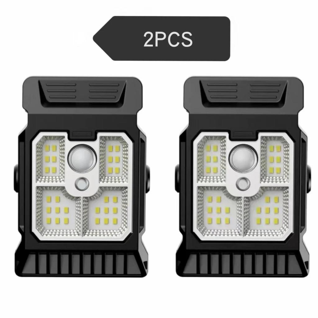 4er-Pack Solar-Klemme auf Sensor Bewegungsmelder Leuchten Außen Wasserdicht Arbeitsleuchte 3 Beleuchtungsmodi Campinglampe für Hinterhof, Garage, Terrasse, Gartenzaun