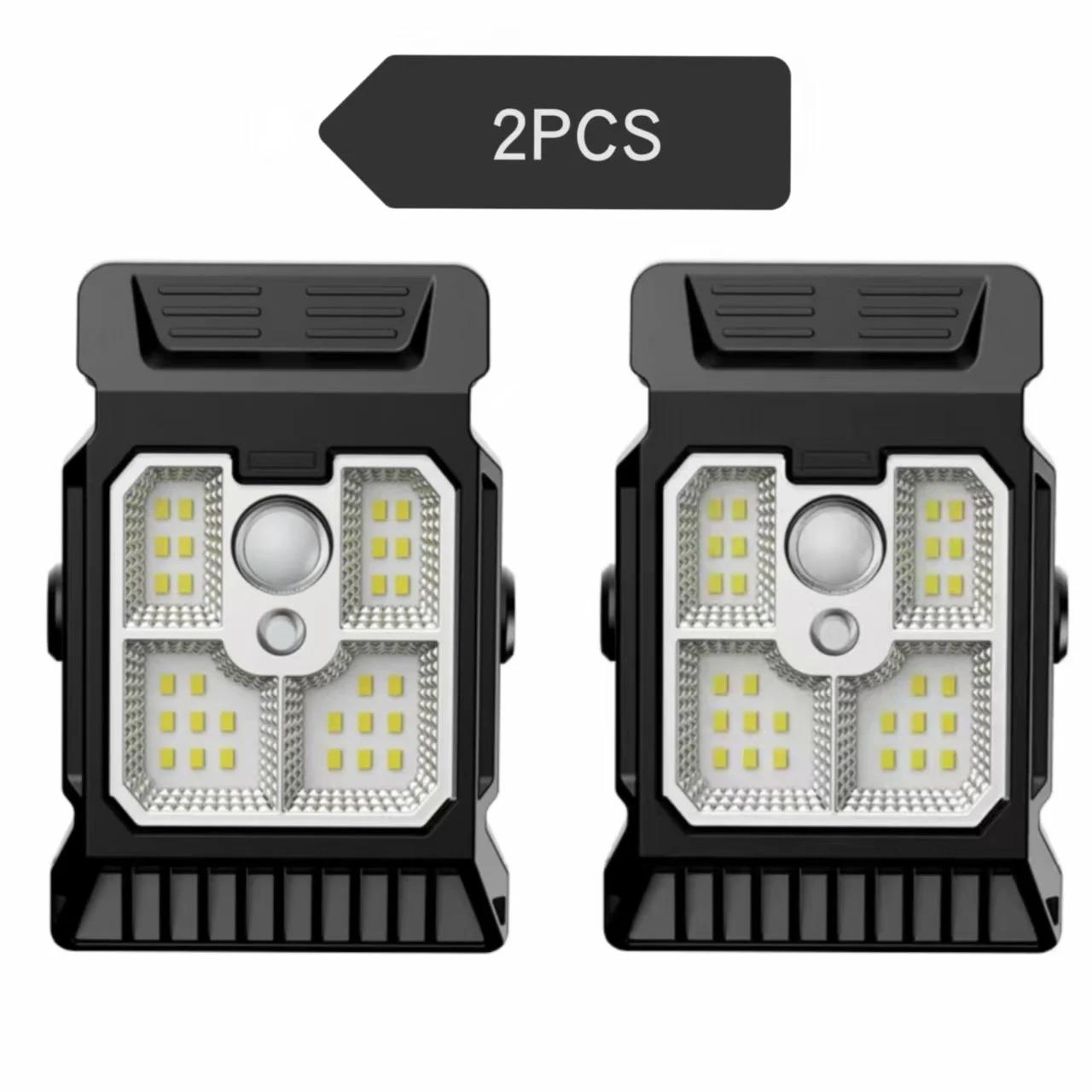 4 Stuks Solar Klem op Sensor Bewegingslampen Buiten Waterdicht Werklicht 3 Verlichtingsmodi Kampeerlamp voor Achtertuin, Garage, Terras, Tuinafscherming 2PCS