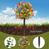 Artificial Violet Topiary Ball UV Resistant Violet Blooms Fake Evergreen Plants Flowers Brush with Ground Spike for Outdoor Indoor Garden Decor