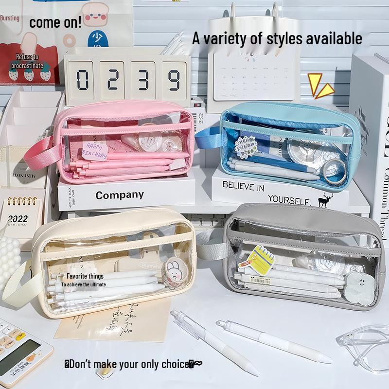 Transparente Bleistiftmappe mit hoher Kapazität für Studenten - Unisex Milchsalz-Stil