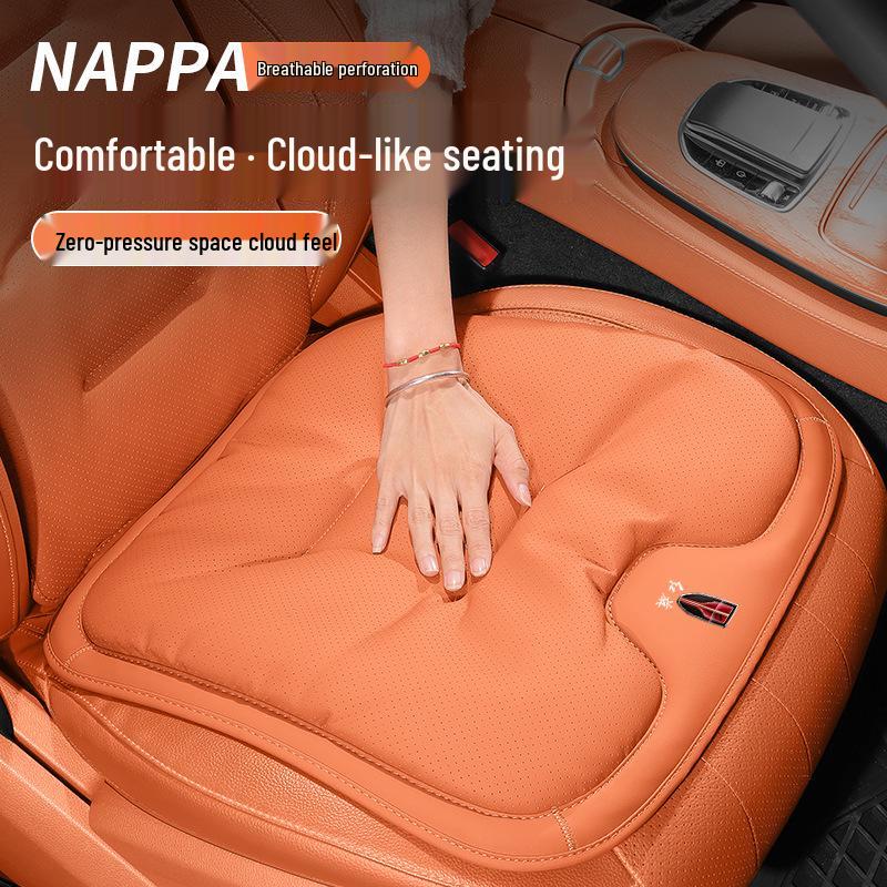 Breathable Nappa Leather Car Seat Cushion for Hongqi Models (H5, H7, H6, E-H9, HS7, HS5, EQM5, HS3) - All Seasons Universal Fit