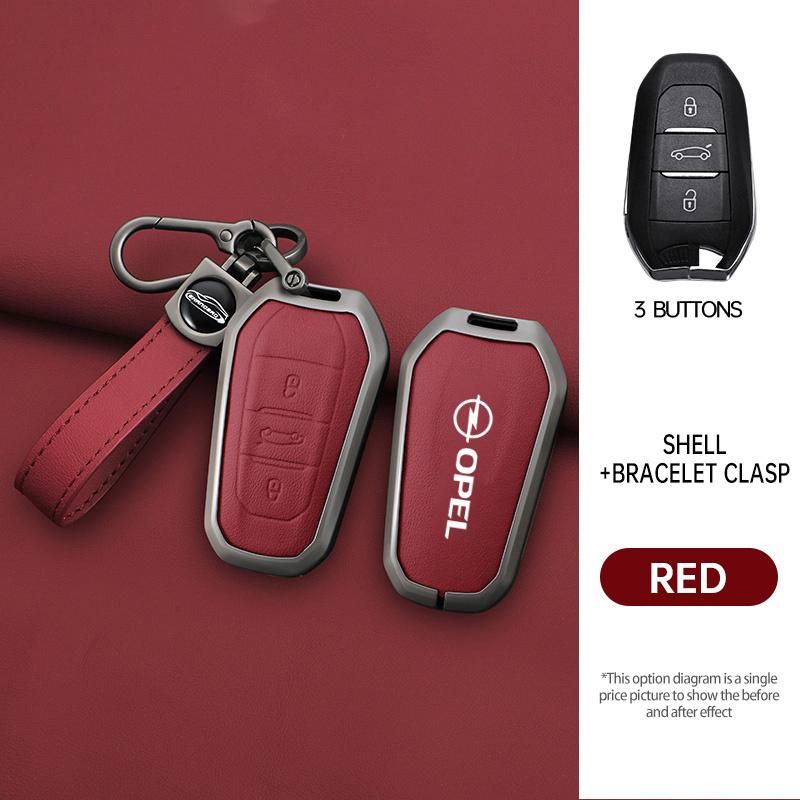

For Opel Mokka Corsa Astra Combo Grandland Insignia 2024 2025 Leather Car Key Case Cover Shell Holder Gift Keychain Accessories For Peugeot Logo