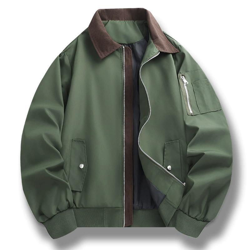 Jacket Men Vintage Turn Down Collar Spring Autumn Casual Coats Mens Patchwork Casual Outerwear