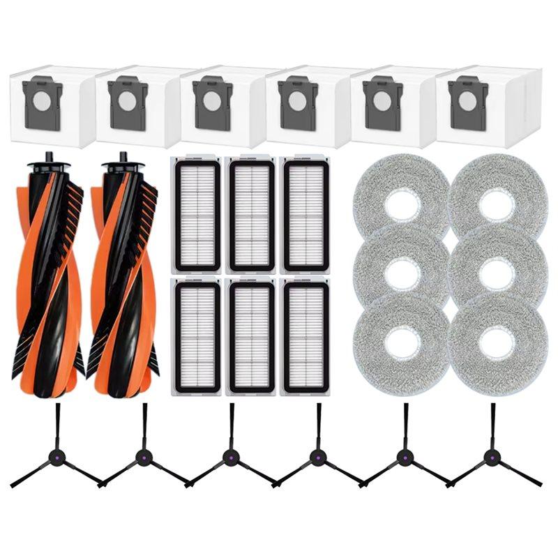 

A65T-For Cecotec Conga X70 Replacement Parts- Main Brush, Side Brush, HEPA Filter, Mop Pad& Dust Bag Accessory Set