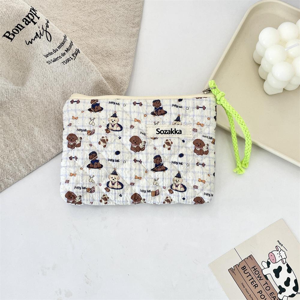 Quilted Floral Padded Cotton Portable Storage Bag Soft Change Bag Mouth Red Envelope Cosmetic Sundries Storage
