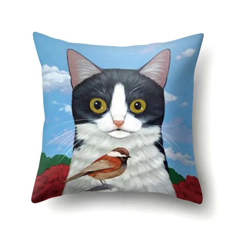 Cute Cartoon Pet Cat Pillow Cover Living Room Sofa Office Car Seat Waist Cushion   Home Decoration